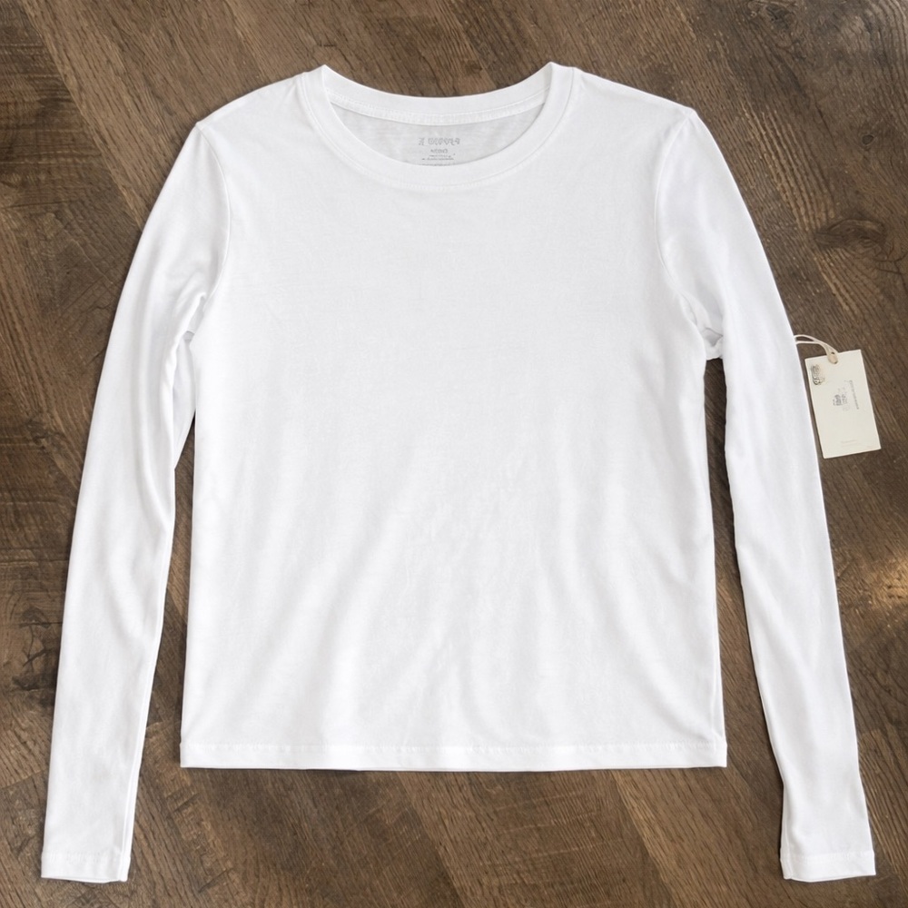 NWT Z Supply White Crewneck Long Sleeve Top Size Large